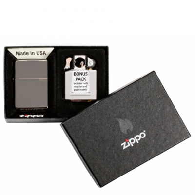 Подарочный набор: зажигалка Black Ice® и вставной блок для трубок ZIPPO 29789 